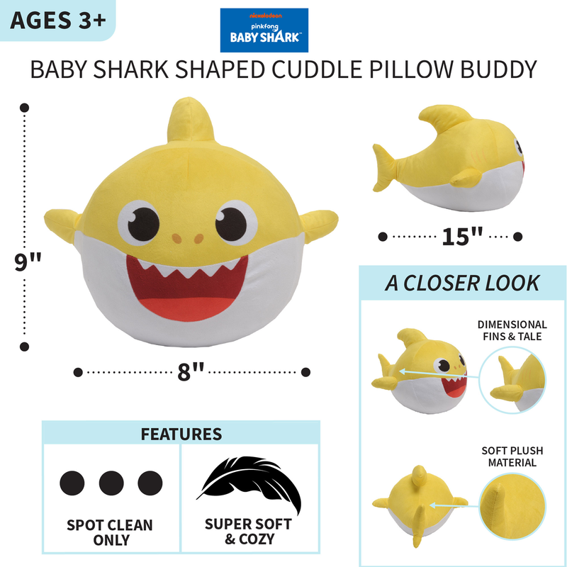 Baby Shark Kids Pillow Buddy, Yellow